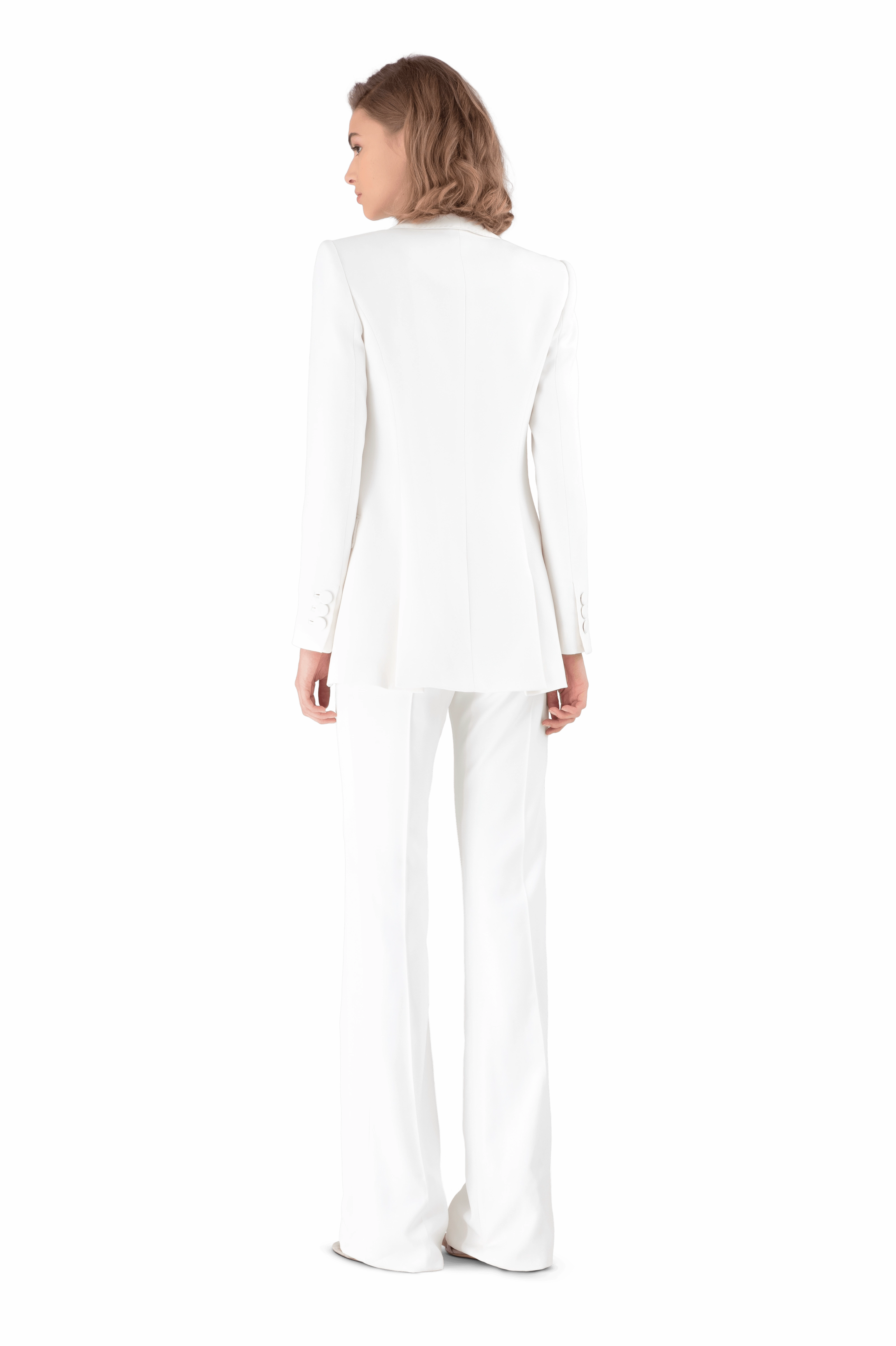 White Satin Crepe Tailored Blazer