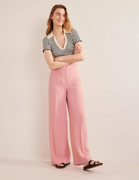 Wide Leg Crepe Pants-Rose Pink