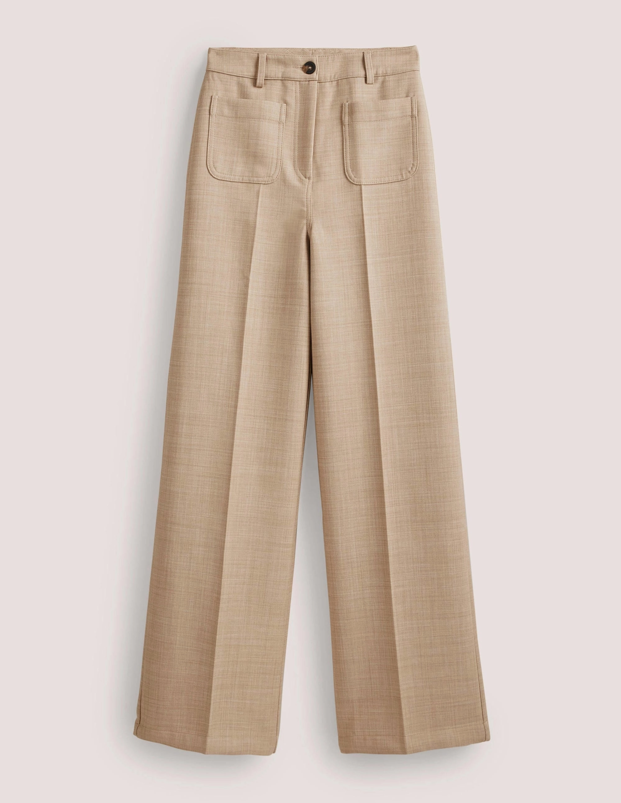 Wide Leg Patch Pocket Pants-Oatmeal Marl