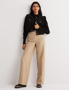 Wide Leg Patch Pocket Pants-Oatmeal Marl