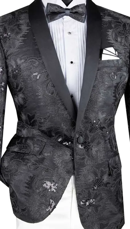 Wilde Wear Collection: Black Embroidery Single Breasted Slim Fit Blazer