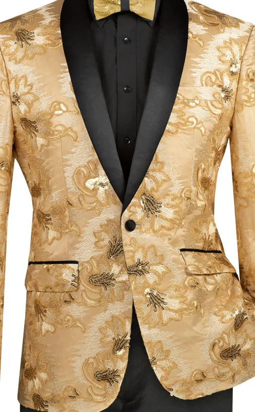 Wilde Wear Collection: Champagne-Beige Embroidery Single Breasted Slim Fit Blazer
