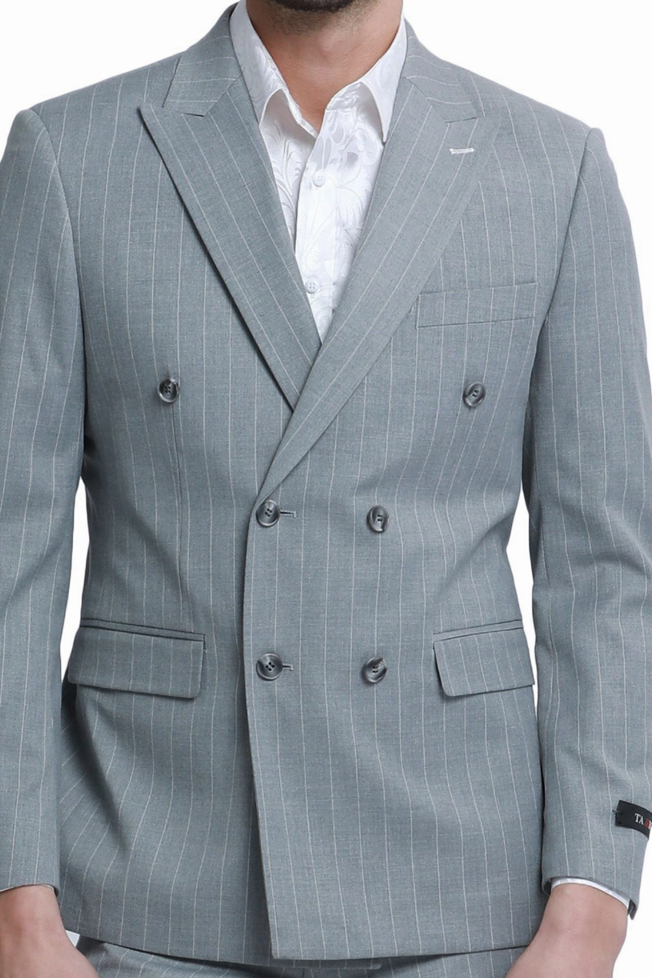 Windwalker Collection: 2-Piece Pin Stripe Slim Fit Suit For Men In Grey