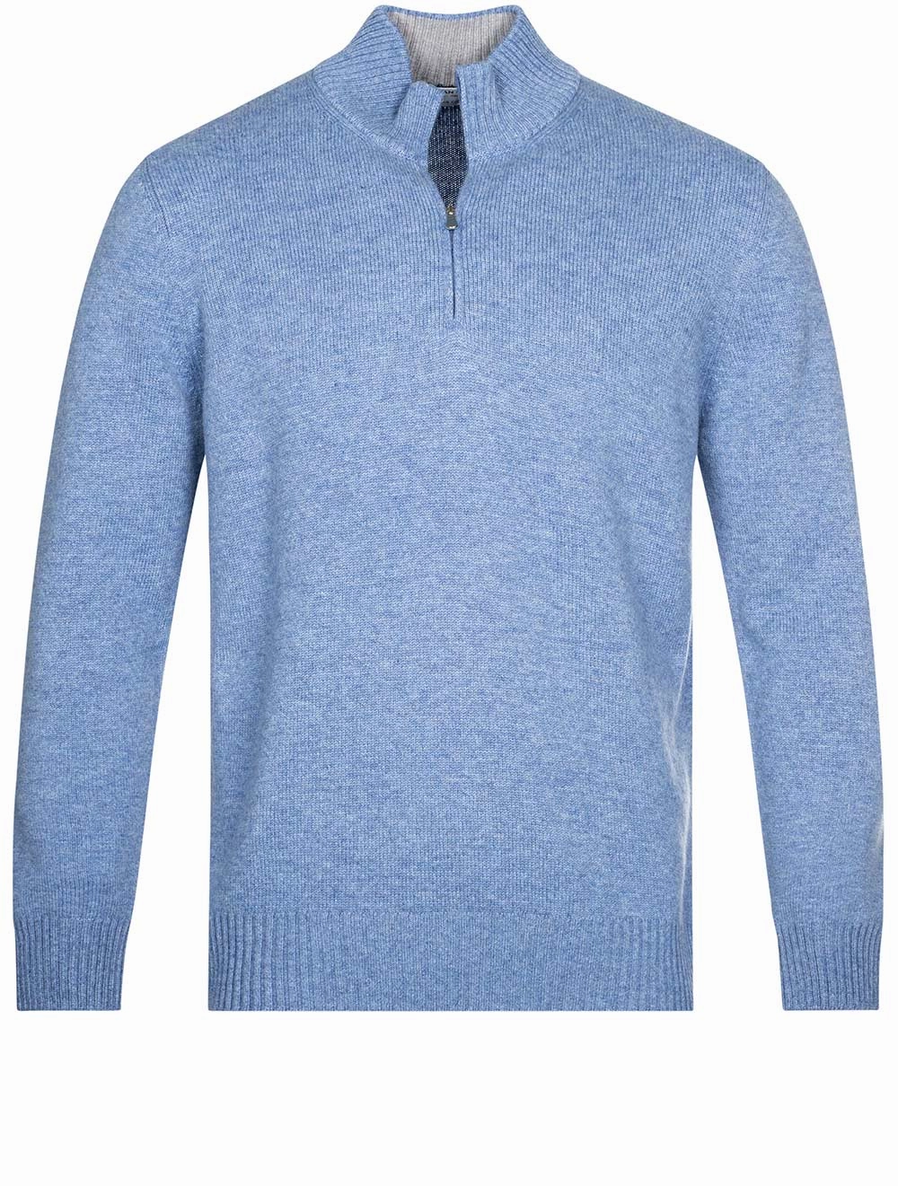Wool And Cashmere Half Zip Blue