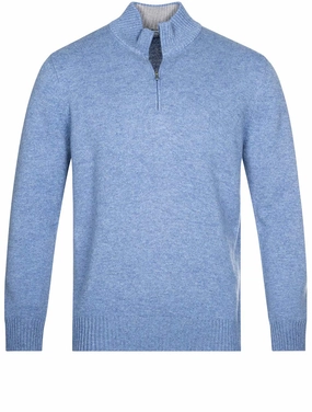Wool And Cashmere Half Zip Blue