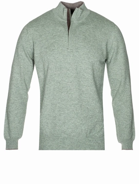 Wool And Cashmere Half Zip Green