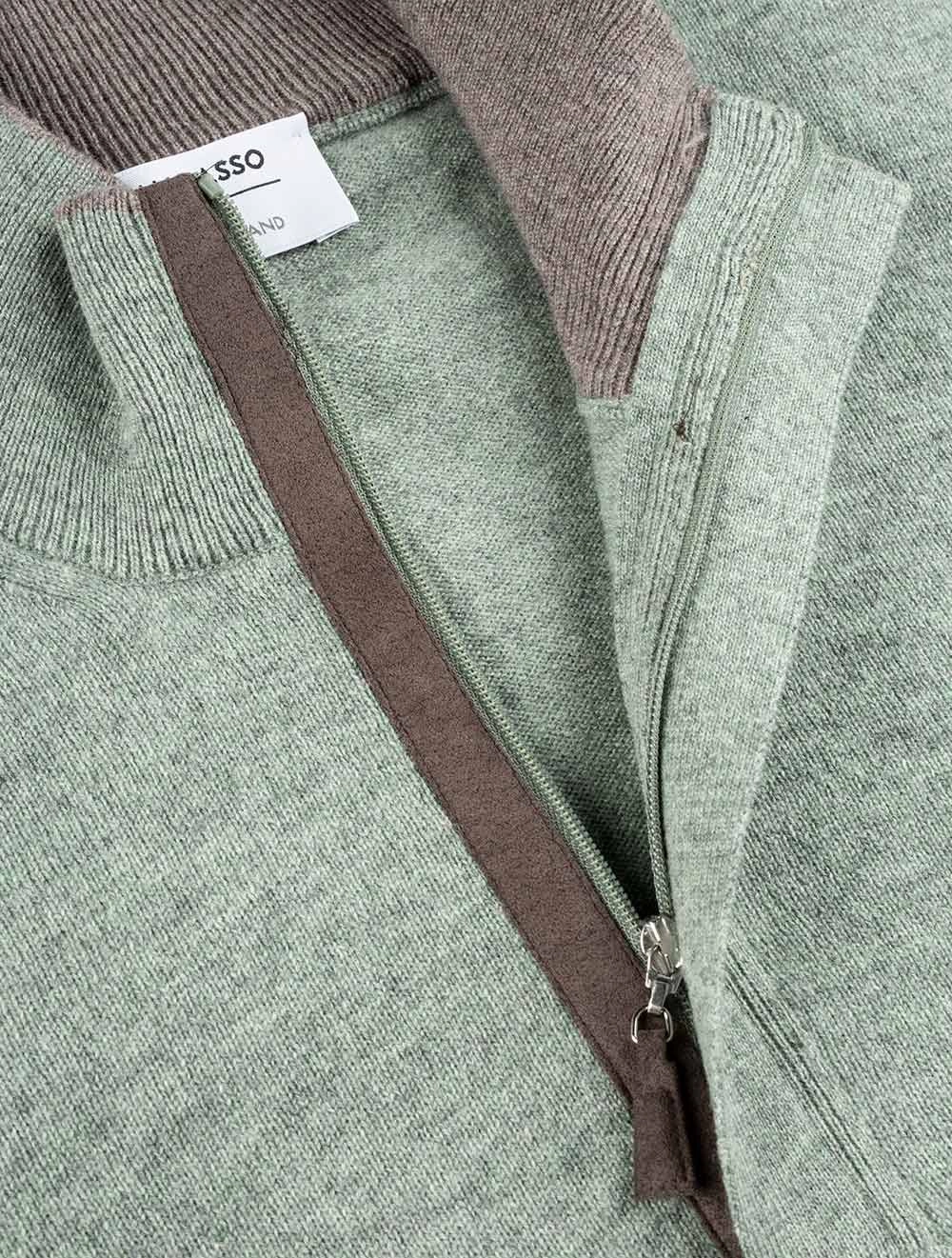 Wool And Cashmere Half Zip Green