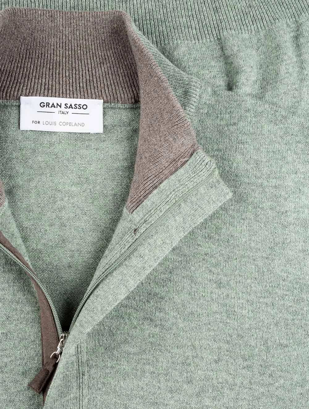 Wool And Cashmere Half Zip Green