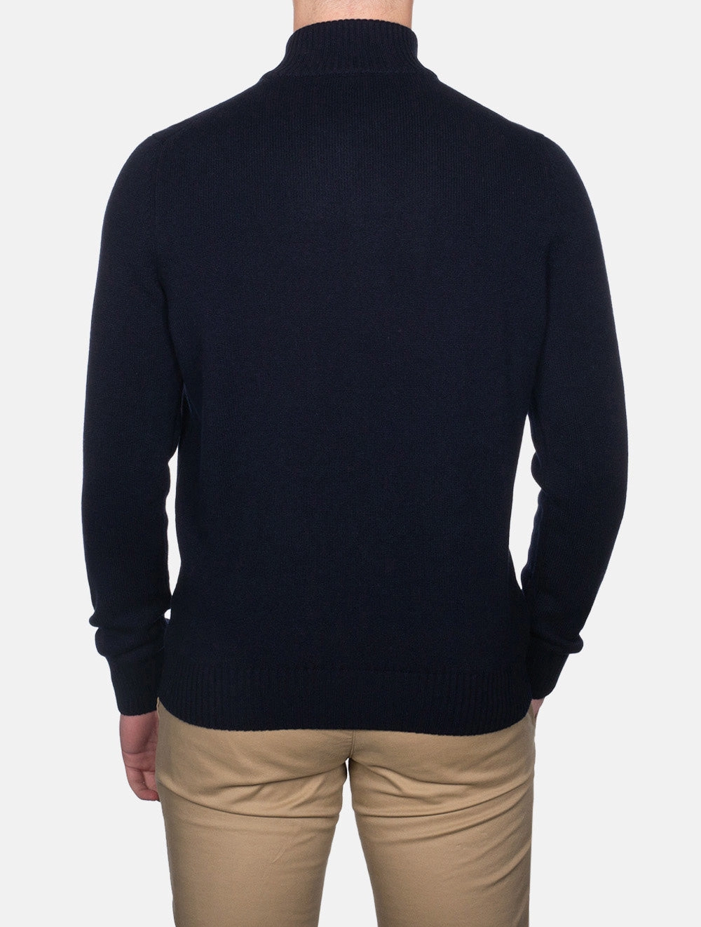Wool And Cashmere Half Zip Navy
