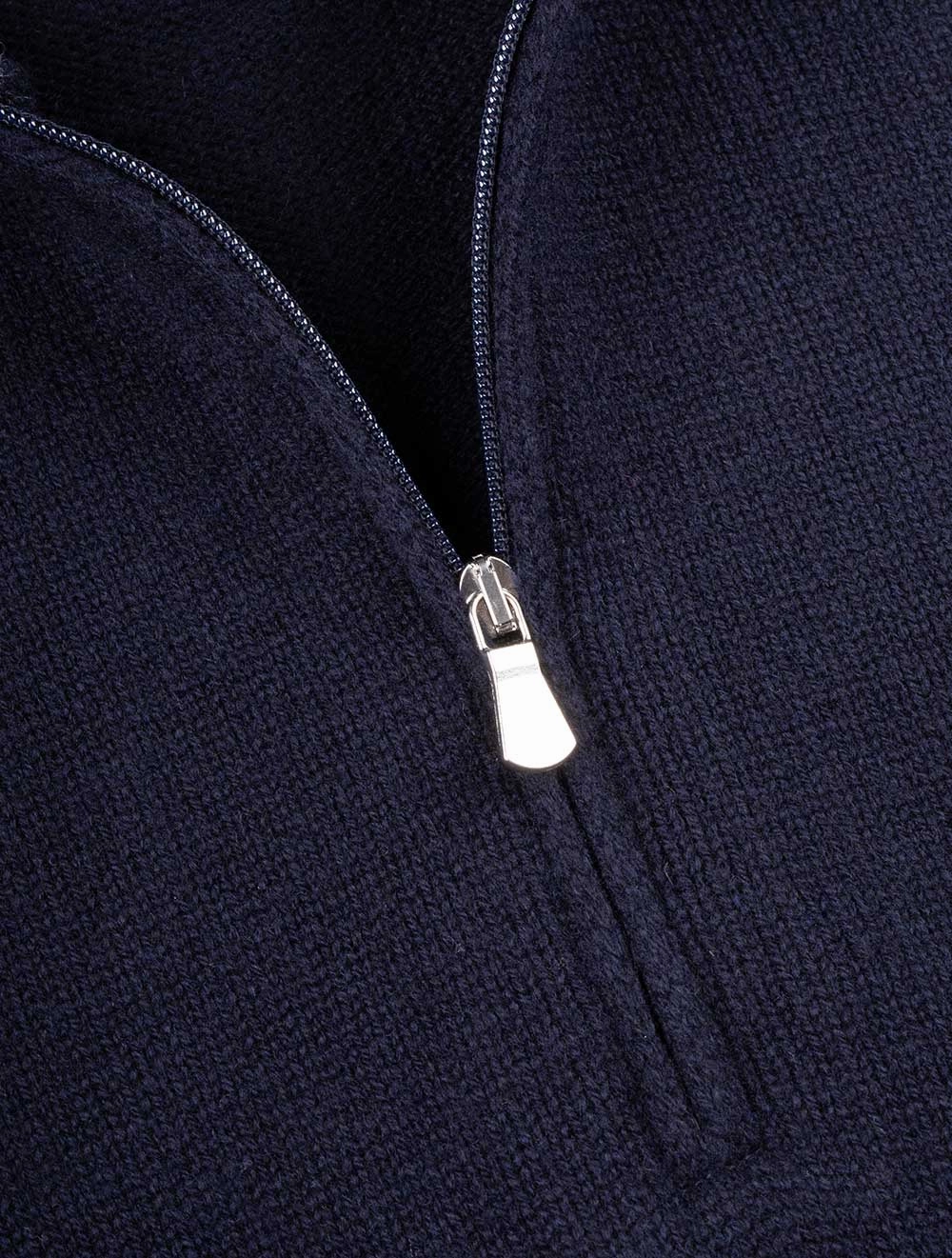 Wool And Cashmere Half Zip Navy
