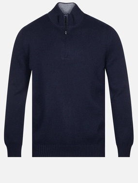Wool And Cashmere Half Zip Navy