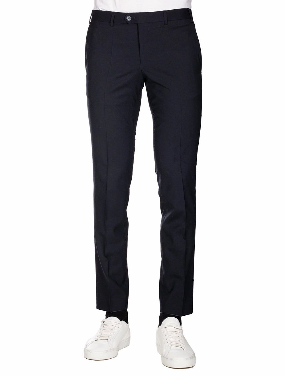 Wool Grey Trousers Navy