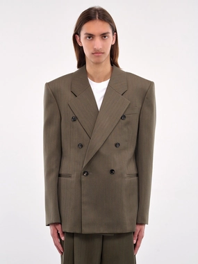 Wool Subtle Chevron Jacket (820057V5C40-3541-GRASS-OLIVE-G)