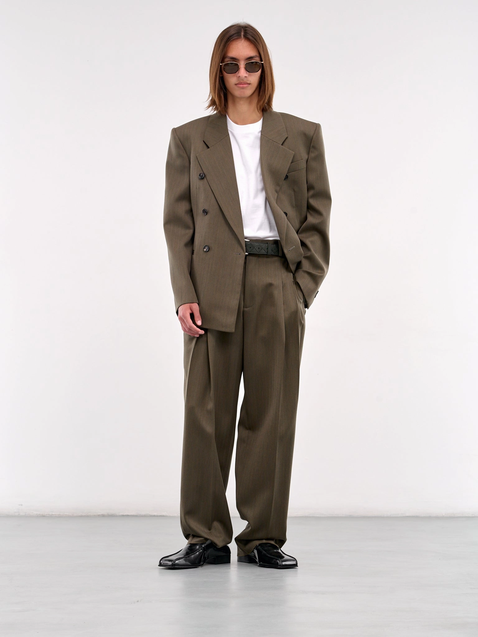 Wool Subtle Chevron Jacket (820057V5C40-3541-GRASS-OLIVE-G)