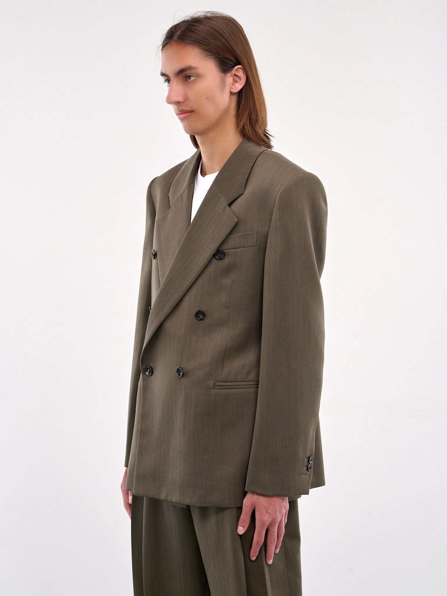 Wool Subtle Chevron Jacket (820057V5C40-3541-GRASS-OLIVE-G)
