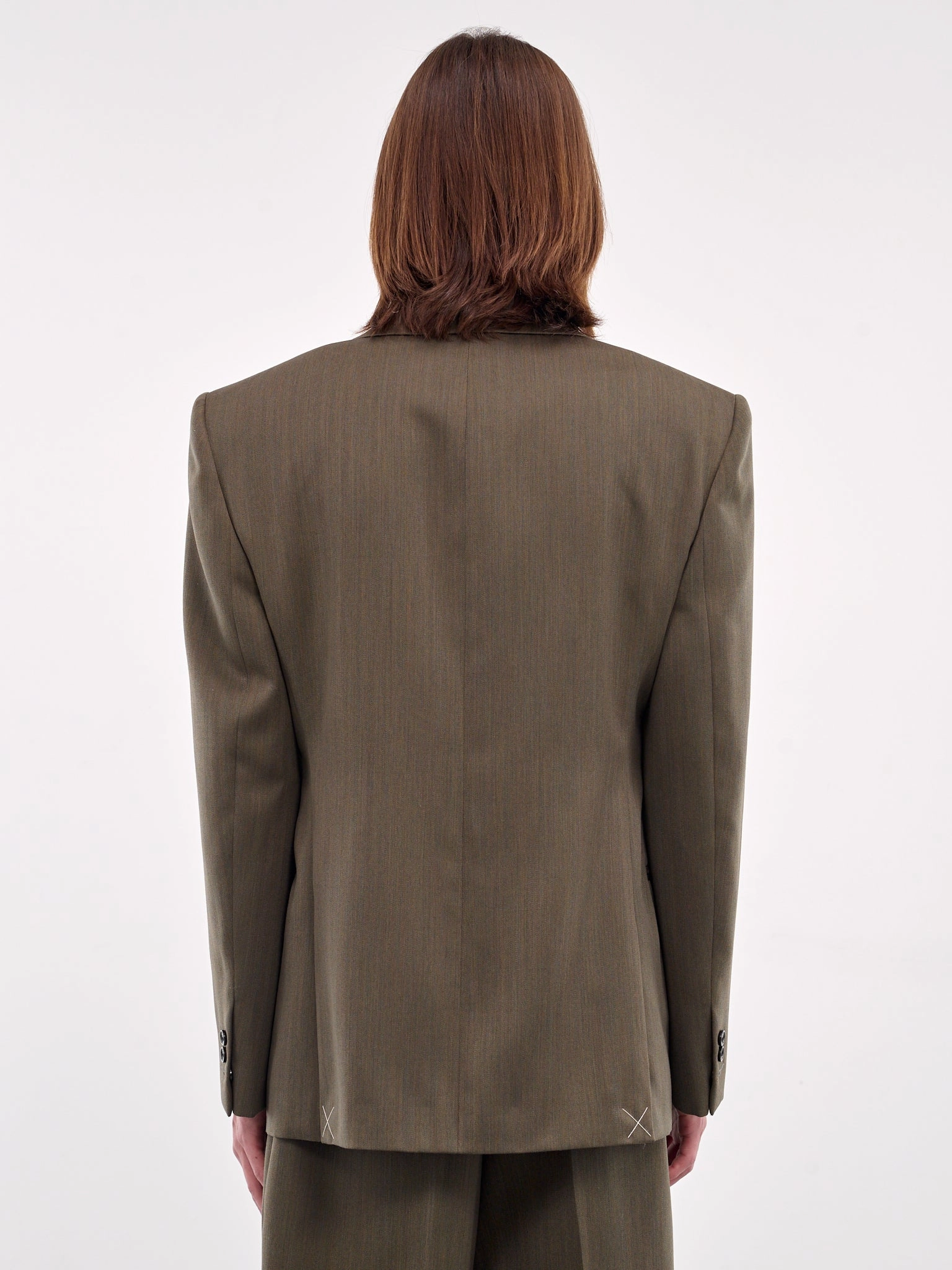 Wool Subtle Chevron Jacket (820057V5C40-3541-GRASS-OLIVE-G)