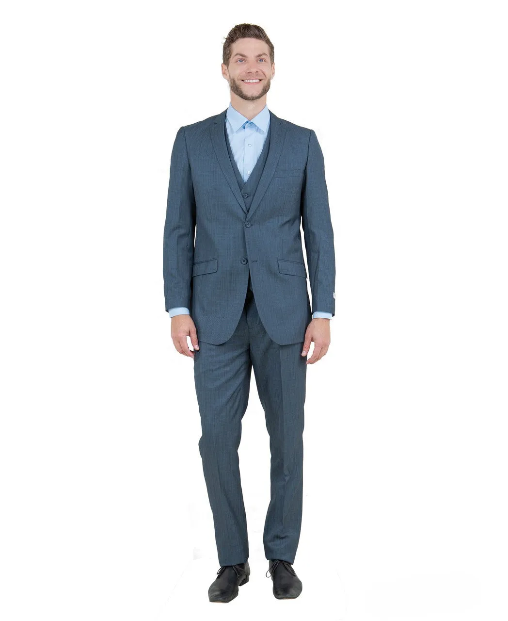 Zodiac Signature Collection: Three-Piece Suit in Solid Blue