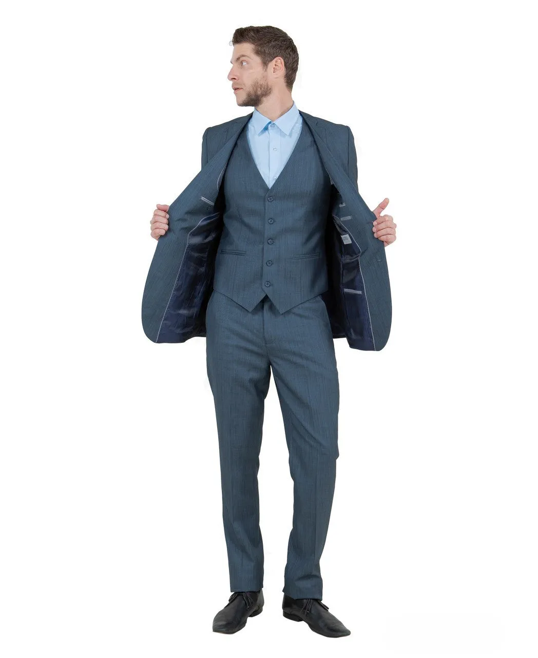 Zodiac Signature Collection: Three-Piece Suit in Solid Blue